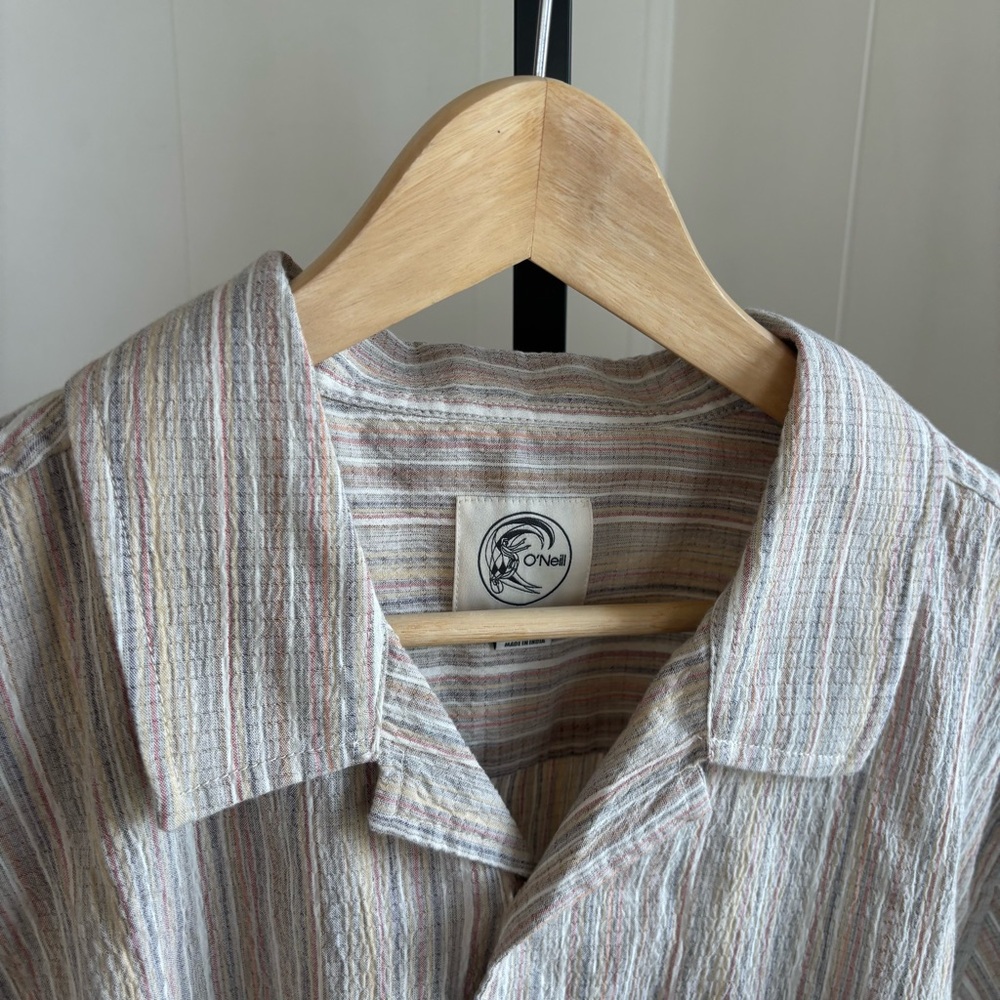 O’Neill OG Eco Grooves Slim Camp Shirt Stripe Mens XL NWT Organic Cotton Blend